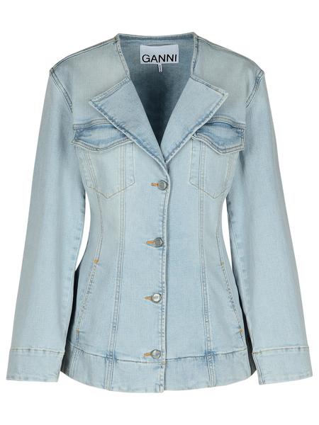 【関税＆送料込み】Ganni Light Blue Cotton Blazer Cotton blazer in blue - Ganni | Mytheresa