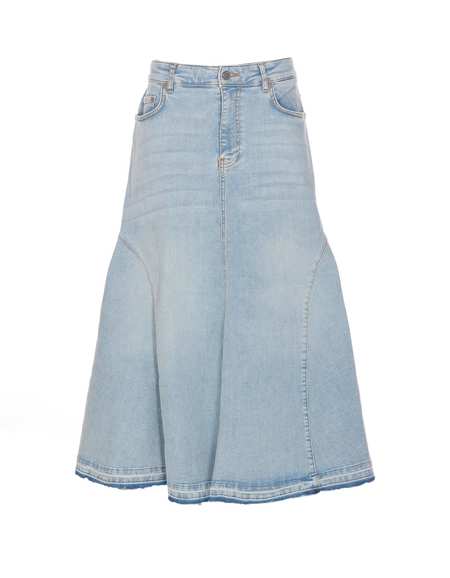 Ganni Print Denim High Waist A-line Skirt - Big Leopard