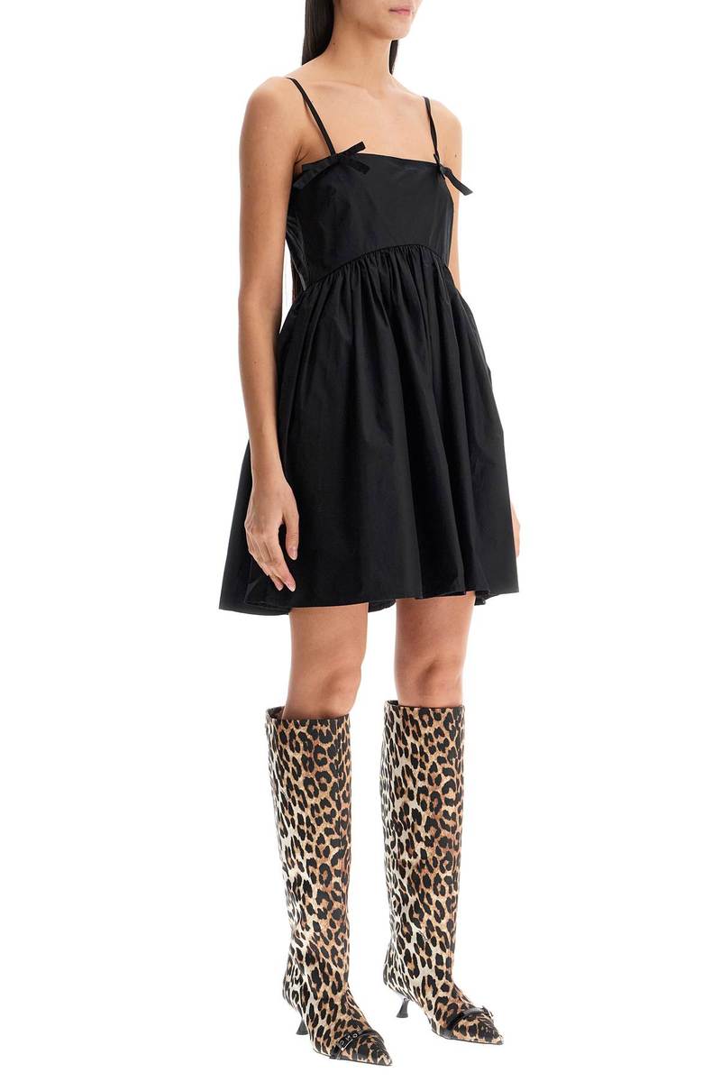 Ganni Cotton Poplin Strap Dress - Black | Garmentory