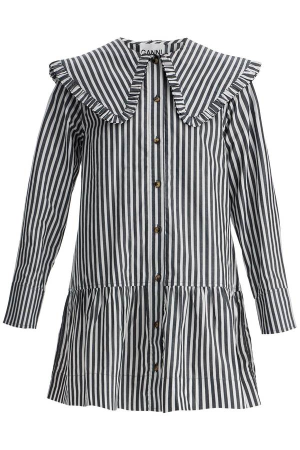 Ganni Big Collar Mini Shirt Dress - Black/White | Garmentory Ganni Big Collar Mini Shirt Dress - Black/White | Garmentory