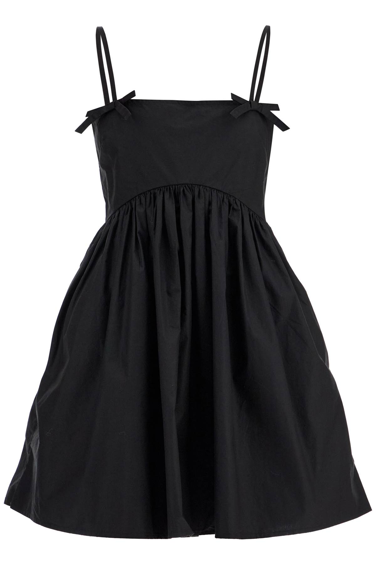 Ganni Cotton Poplin Strap Dress - Black | Garmentory