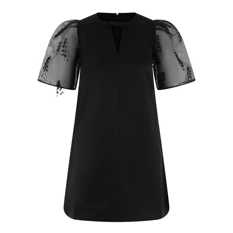 ganni fringed organza mini dress Ganni Fringed Organza Mini Dress