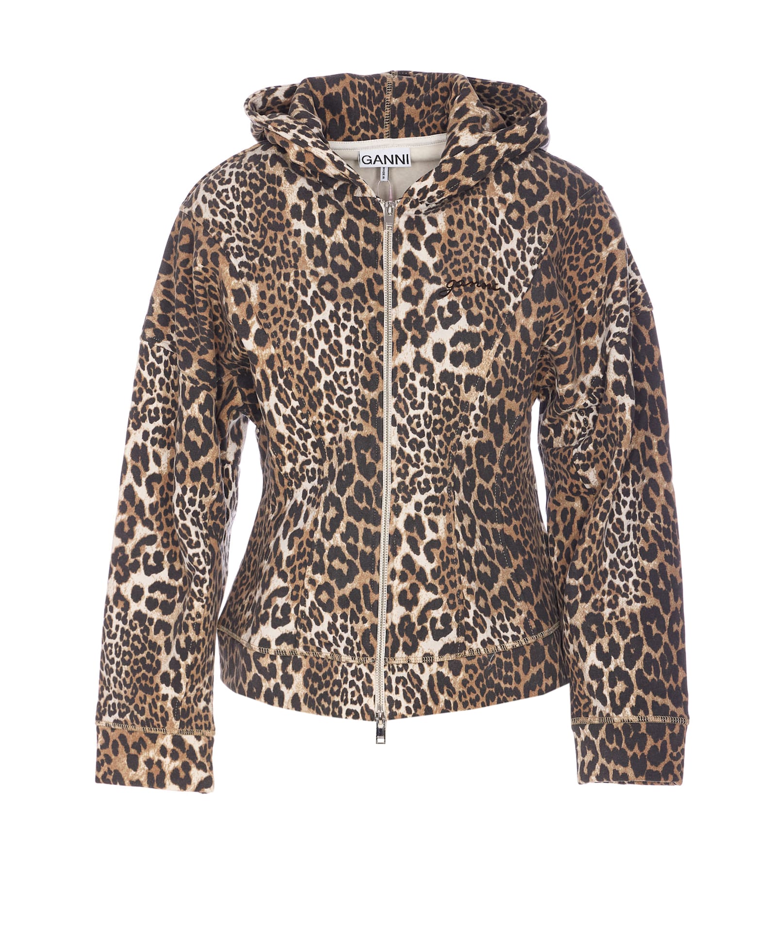 ブルゾン GANNI LEOPARD PRINT ZIP HOODIE Ganni Leopard Print Zip Hoodie | Garmentory