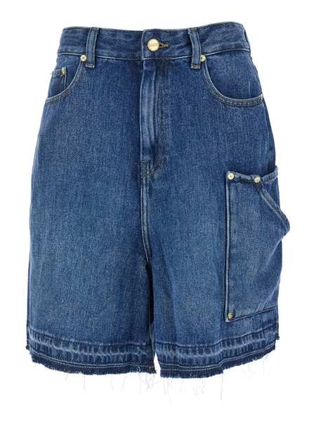 Ganni Print Long Denim Shorts - Leopard | Garmentory