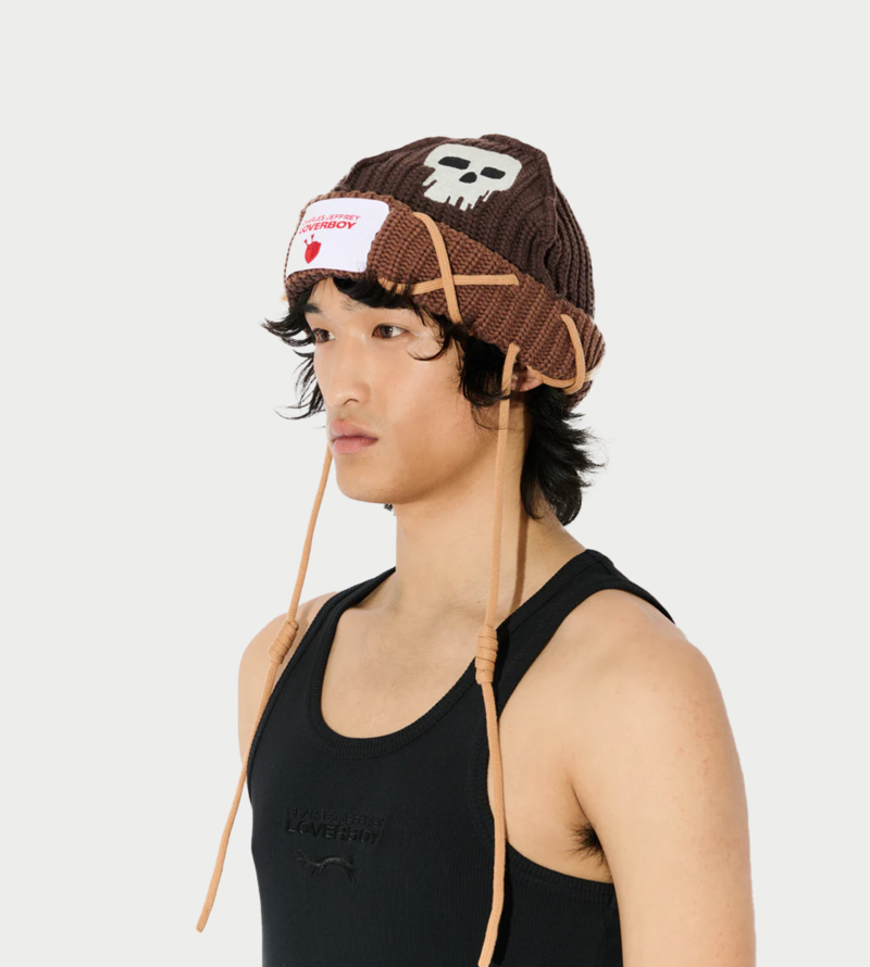 Charles Jeffrey Skull Balloon Beanie - Brown | Garmentory