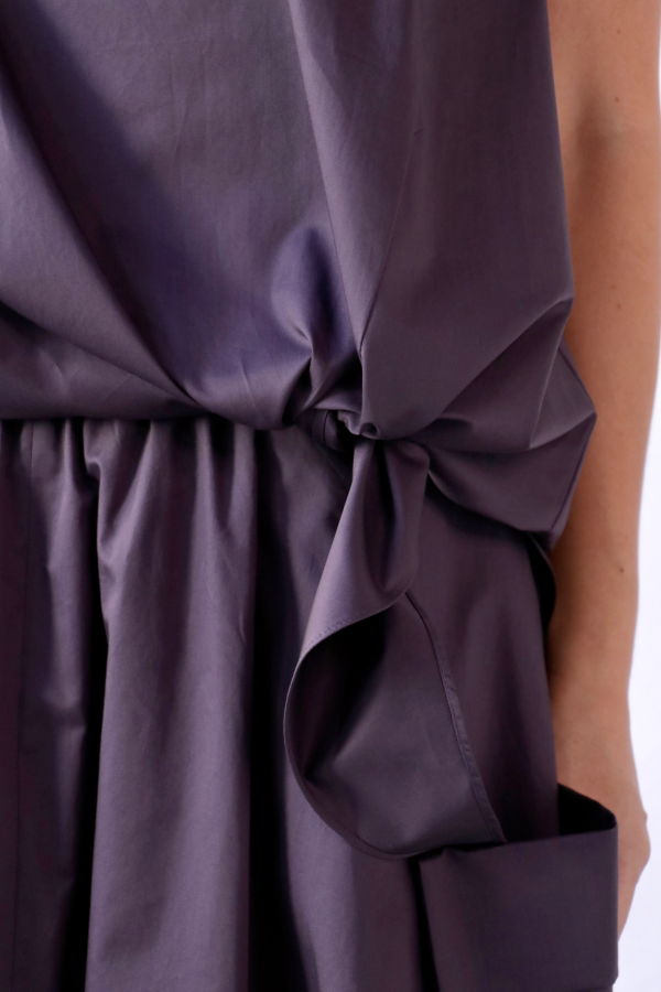 Tibi Eco Poplin Tie Front Top - Eggplant