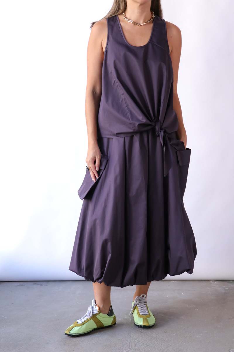 Tibi Eco Poplin Tie Front Top - Eggplant