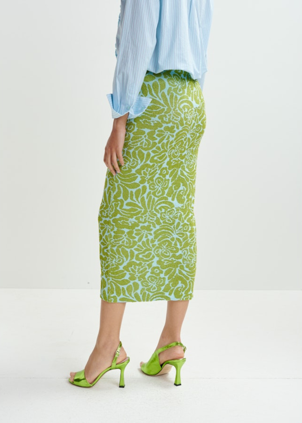 Essentiel Antwerp Halpaca Jacquard Skirt - Light Green - Image 4 of 6