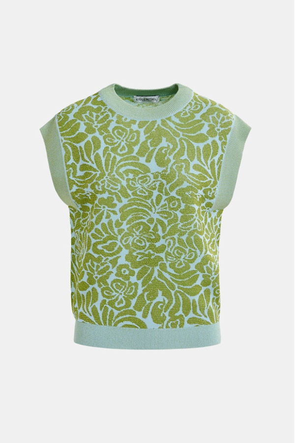 Essentiel Antwerp Homar Sleeveless Jacquard Top - Light Green