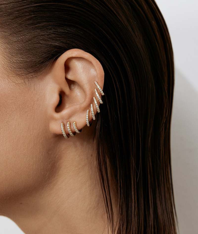 Shashi Katerina Triple Pave Hoop Earrings - Gold