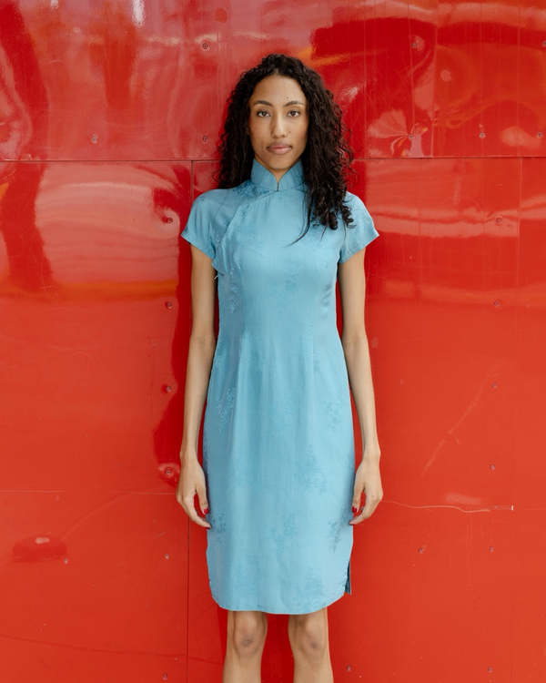 Vintage Qipao Dress - Turquoise