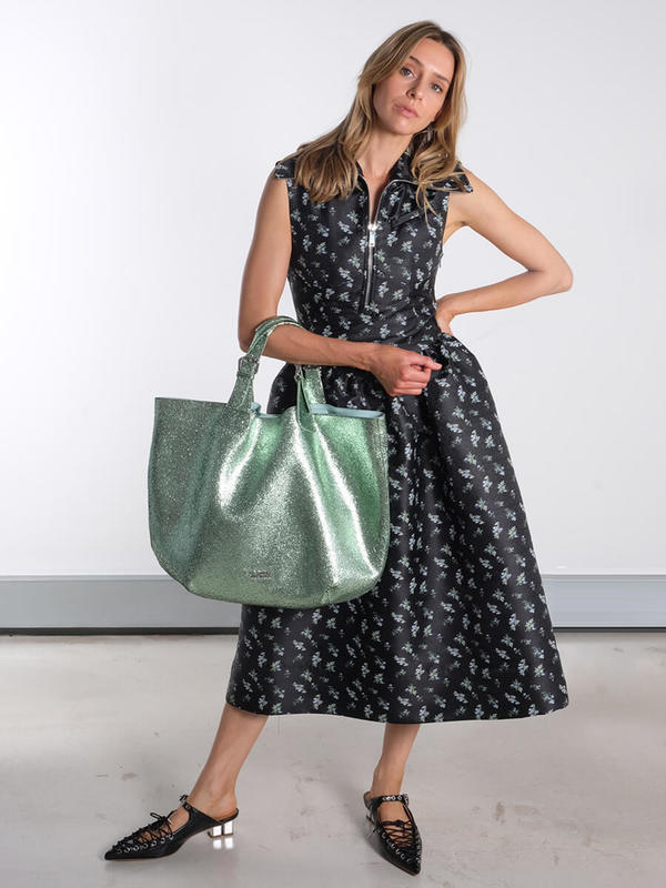 Ganni Black Floral Jacquard Midi Dress | Garmentory