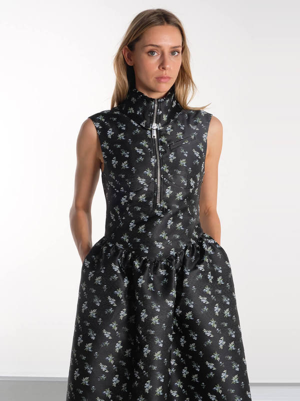 Ganni Jacquard Midi Dress 新品未使用タグ付き Ganni Black Floral Jacquard Midi Dress | Garmentory