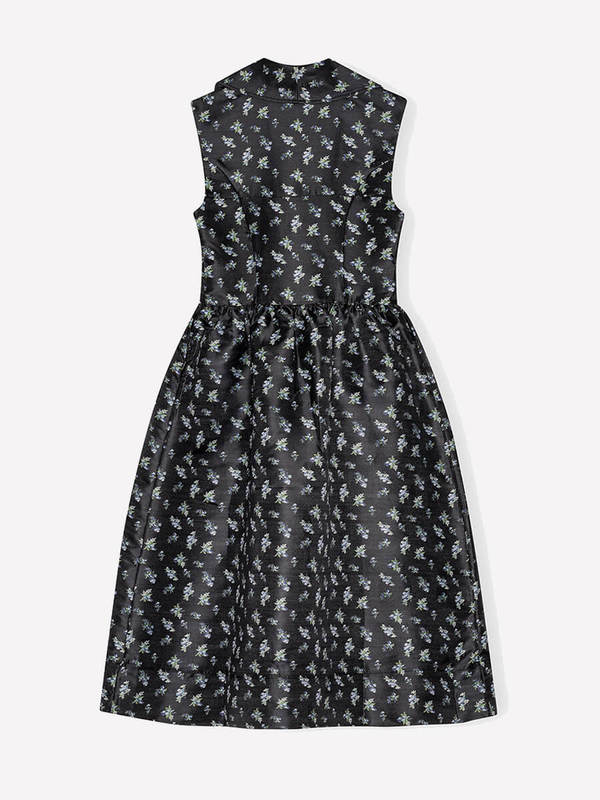 Ganni Black Floral Jacquard Midi Dress | Garmentory