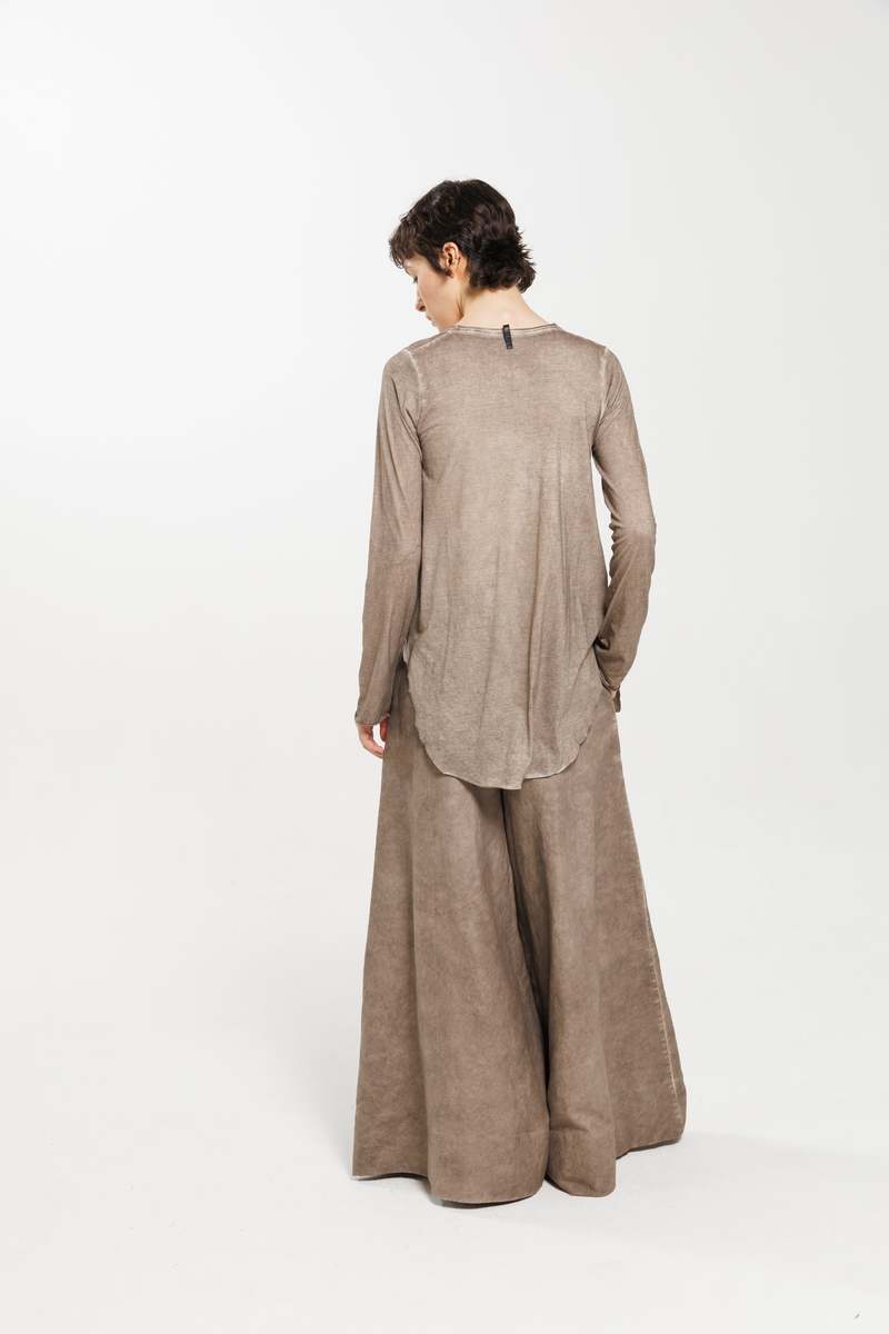 Serienumerica Linen Maxi Wide Trousers - Cold Dyed Tortora