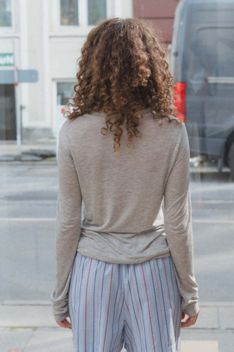 Baserange Long Sleeve Bamboo Tee - Grey Melange | Garmentory