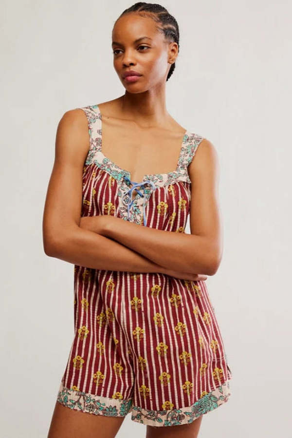 Free People Port Au Prince Romper - Earth Combo | Garmentory