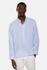 Blue&Cream Gabri Linen Pop Over Shirt - Blue/White Stripe - Thumbnail 1