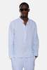 Blue&Cream Gabri Linen Pop Over Shirt - Blue/White Stripe - Thumbnail 4