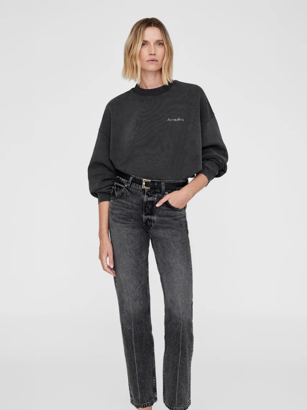 Anine Bing Jaci Sweatshirt Lyrics - Washed Black | Garmentory