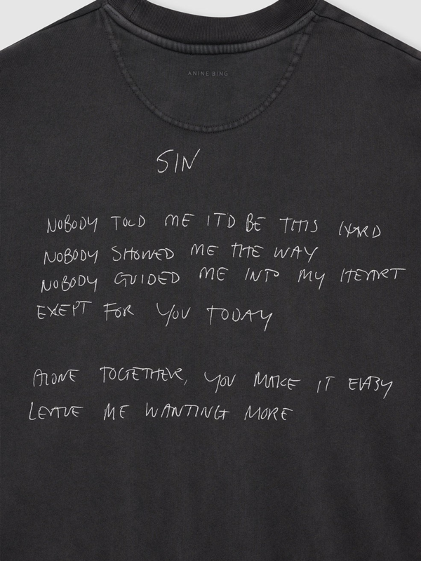 Anine Bing Jaci Sweatshirt Lyrics - Washed Black | Garmentory