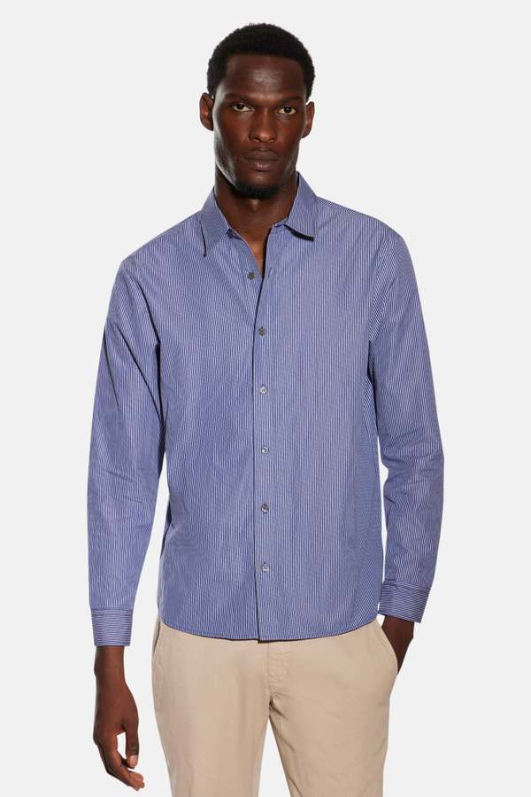 Blue&Cream Joseph Button Up Shirt - Navy/White Stripe