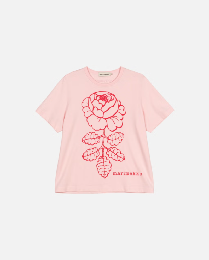 Marimekko Erna Vihkiruusu Placement Kioski Shirt - Light Pink/Red Marimekko Erna Vihkiruusu Placement Kioski Shirt - Light Pink/Red