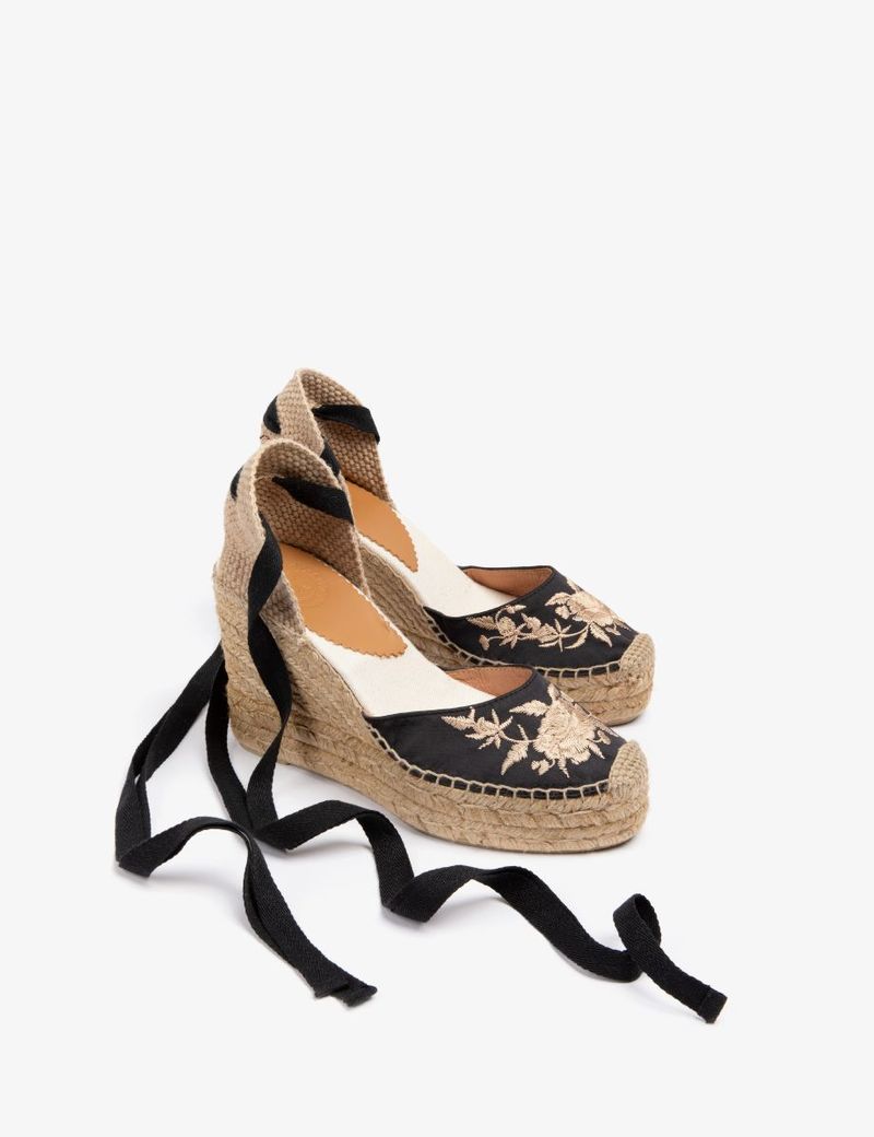 PENELOPE CHILVERS High Gala Embroidered Satin Espadrille PENELOPE CHILVERS High Gala Embroidered Satin Espadrille