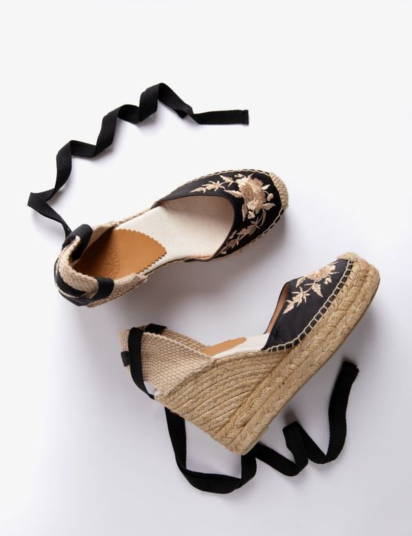 PENELOPE CHILVERS High Gala Embroidered Satin Espadrille PENELOPE CHILVERS High Gala Embroidered Satin Espadrille