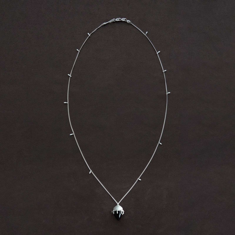 OLIO E ACETO Black Agate Beaded Long Necklace