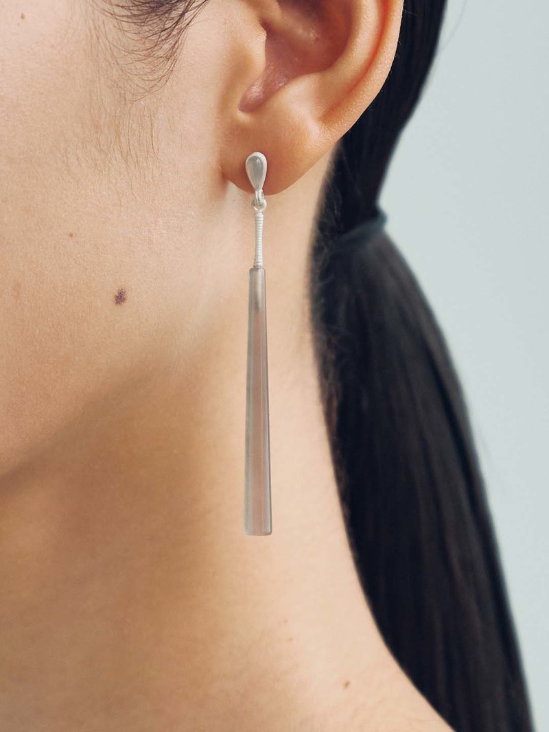 OLIO E ACETO Grey Agate Pillar Earring