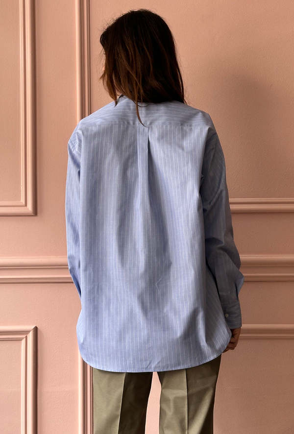 LES PRAIRIES DE PARIS Chemise Lucky Shirt - Blue Stripe | Garmentory