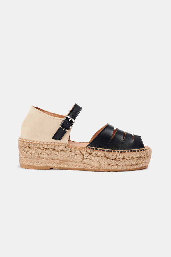 Naguisa Silencio Espadrille Sandal - Black/Ecru