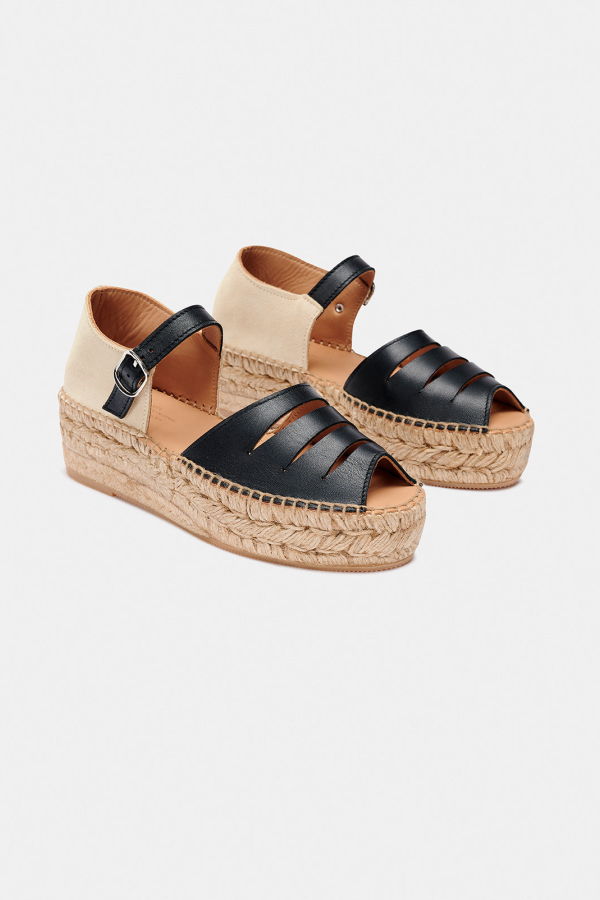 Naguisa Silencio Espadrille Sandal - Black/Ecru