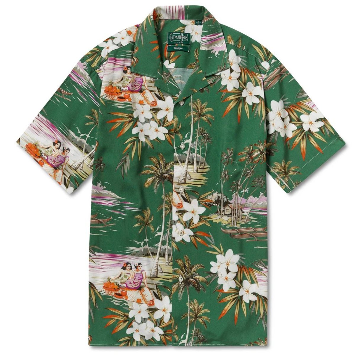 Gitman Vintage Green Aloha Camp Shirt - Hawaiian - Image 1 of 1