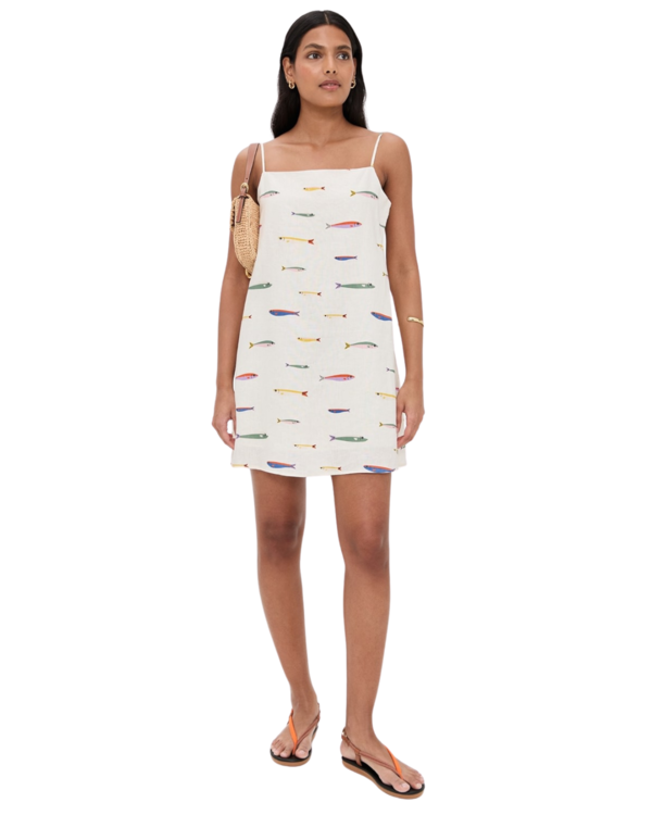 Staud Laura Linen Mini Dress - Sardines Ivory | Garmentory