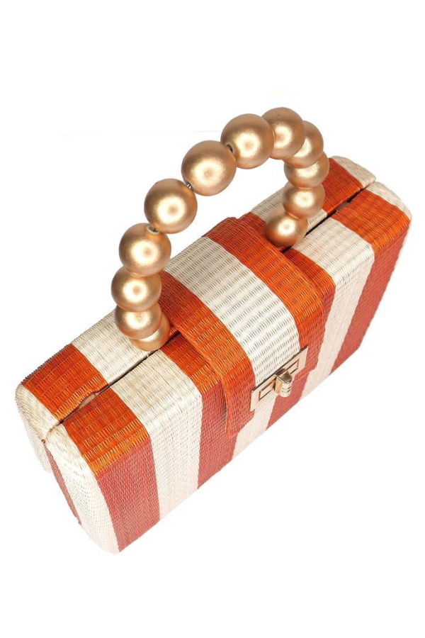 Soli & Sun Louisa Clutch Bag - Orange/Cream Stripe