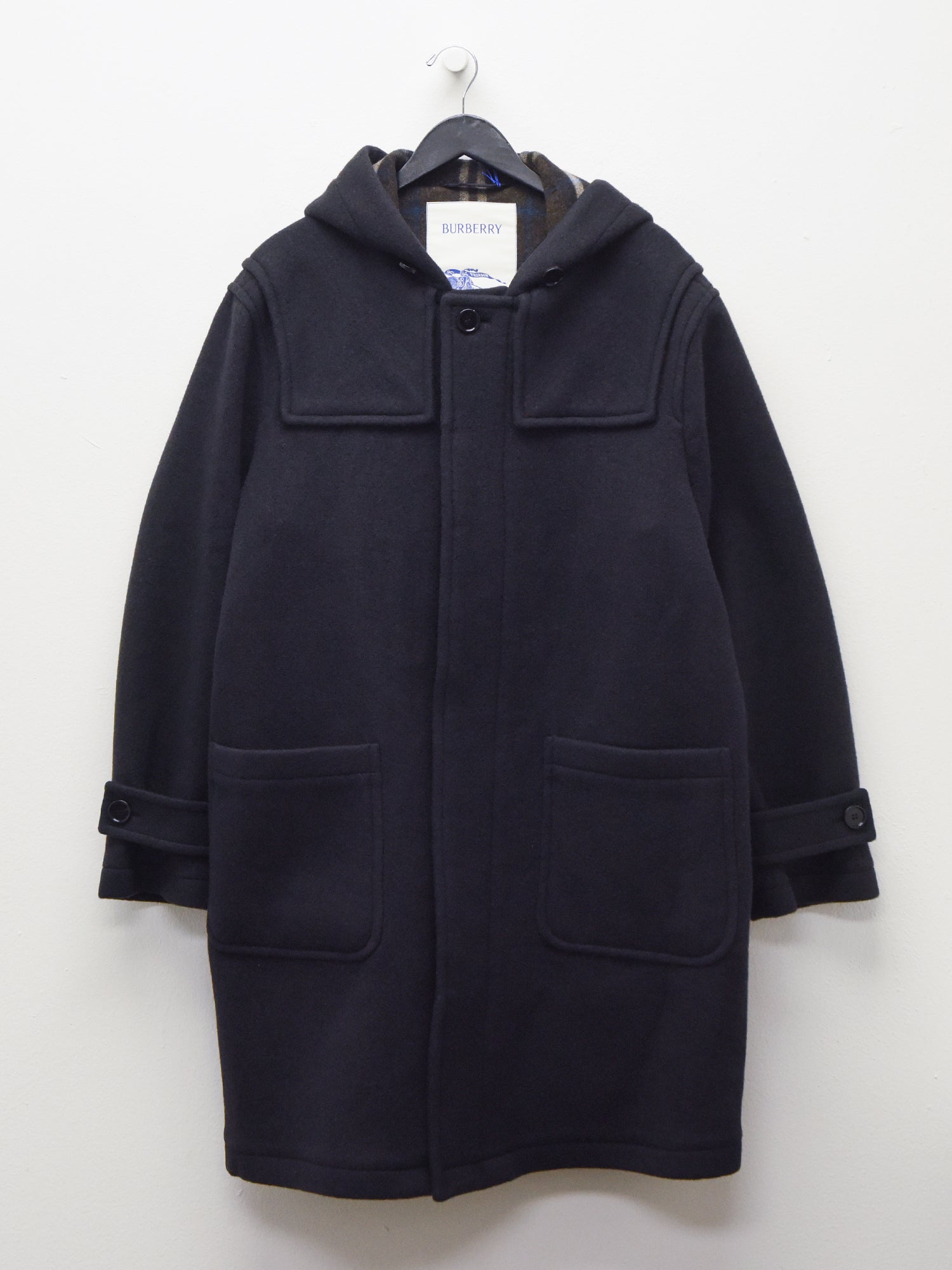 Burberry Hooded Wool Duffle Coat Black Garmentory