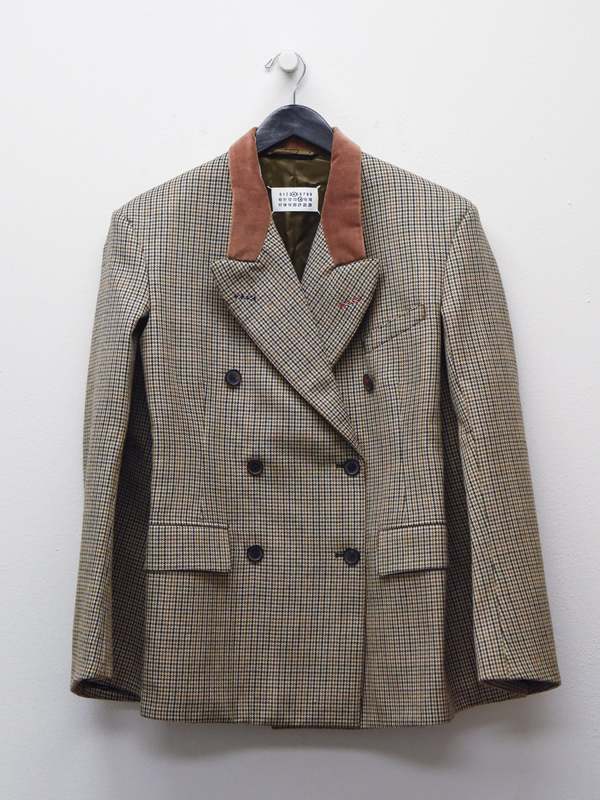 Maison Margiela Houndstooth Cape Jacket - Brown Camel Check