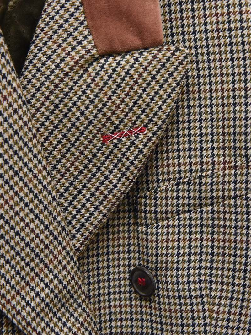 Maison Margiela Houndstooth Cape Jacket - Brown Camel Check
