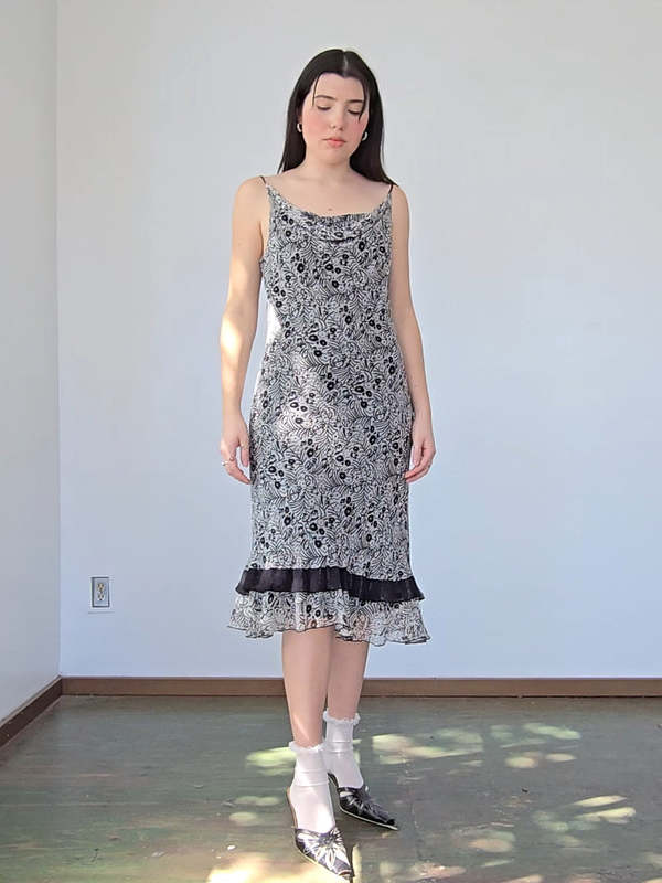Jonathan Martin Black and White Silk Floral Fairy Dress | Garmentory