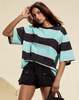 Cynthia Rowley Malibu Striped Tee - Black/Blue - Thumbnail 1