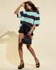 Cynthia Rowley Malibu Striped Tee - Black/Blue - Thumbnail 5