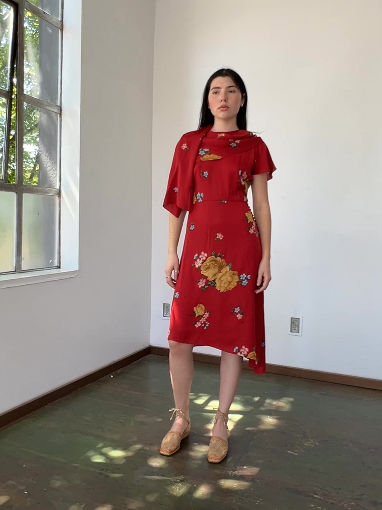 Magda Butrym Floral Silk Dress - Red Floral | Garmentory