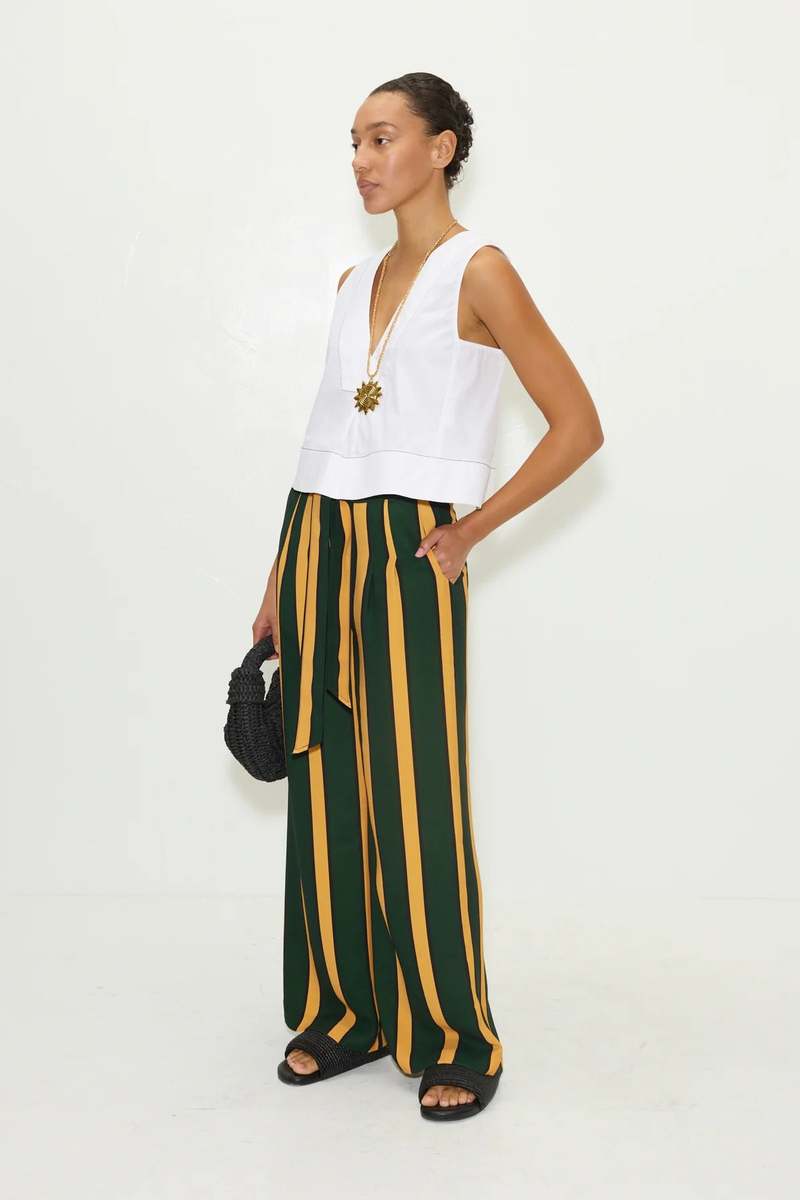 Simon Miller Alto Crepe Pant - Fern/Mustards Stripe