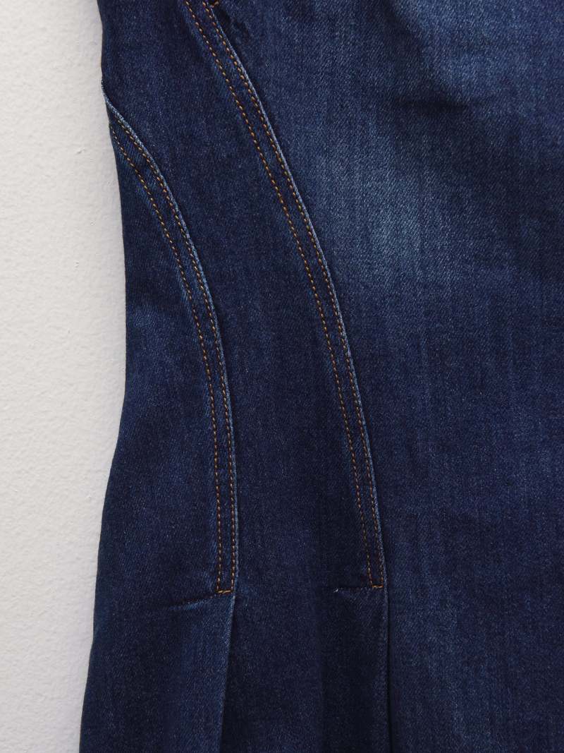 Alexander McQueen Flared Denim Mini Dress - Blue