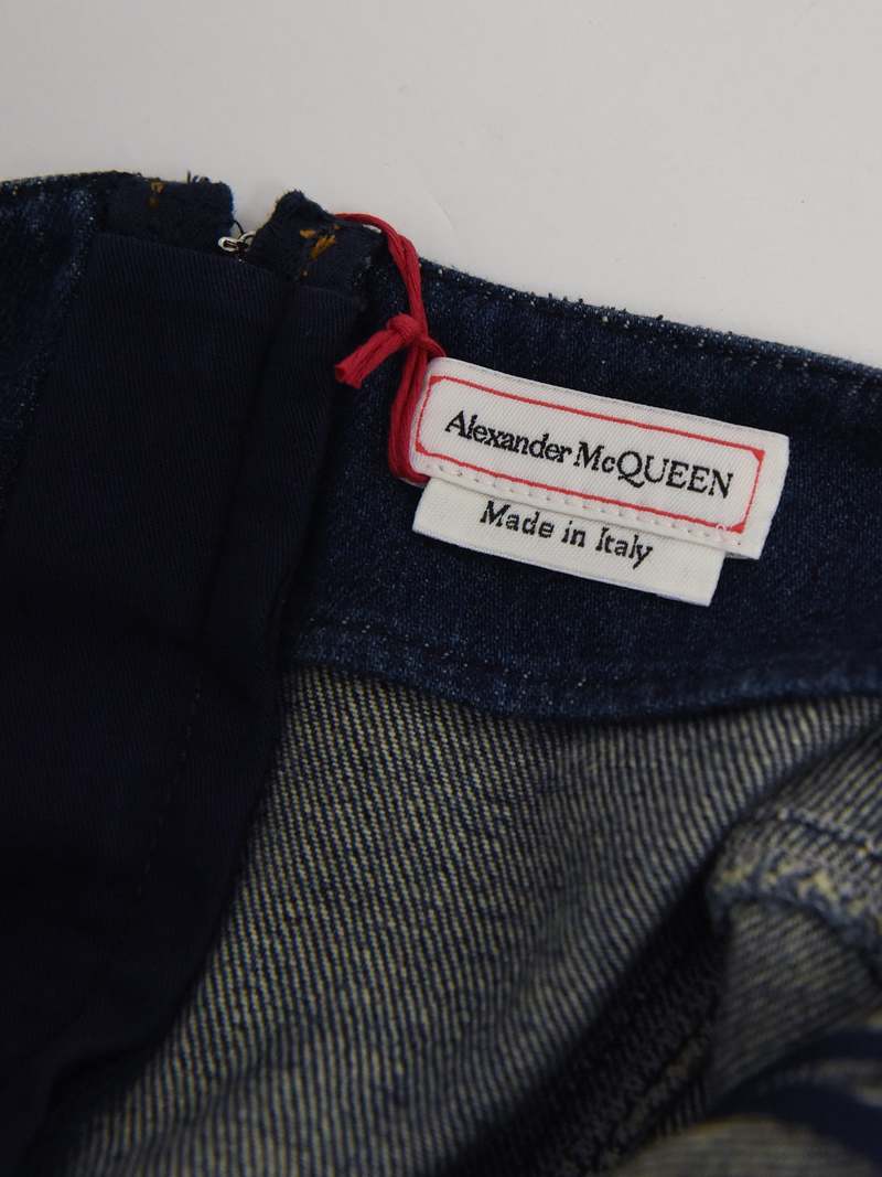 Alexander McQueen Flared Denim Mini Dress - Blue