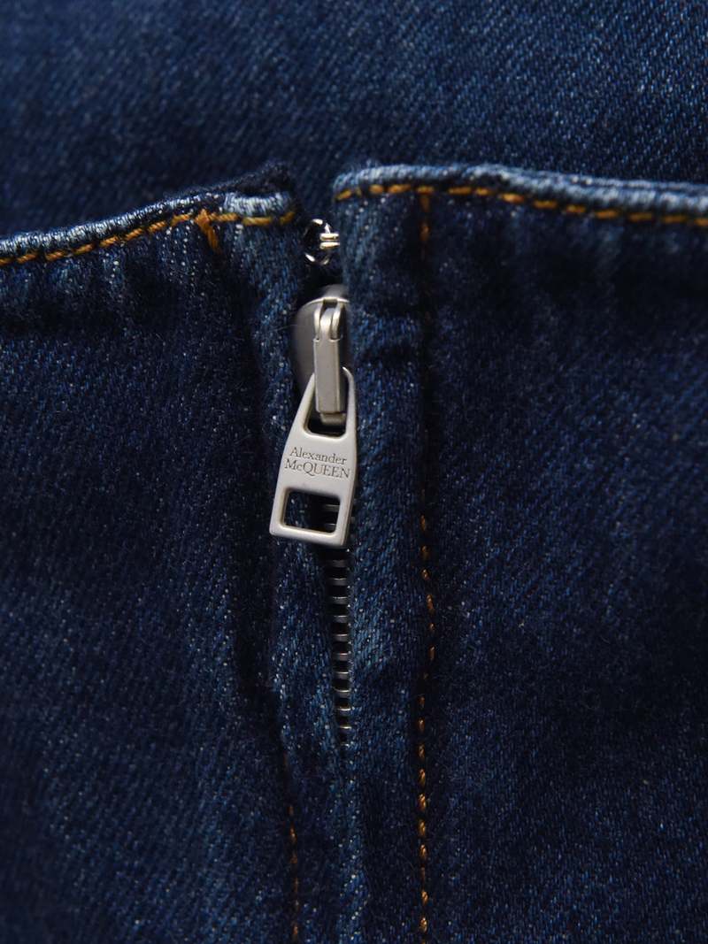 Alexander McQueen Flared Denim Mini Dress - Blue