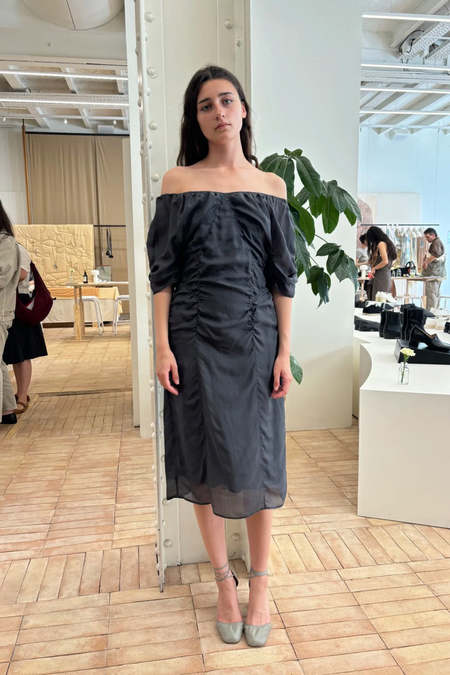 LEMAIRE Twisted Midi Dress - Dusty Yellow | Garmentory