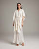 VOZ Textured Cotton Solid Kaftan - White - Thumbnail 1